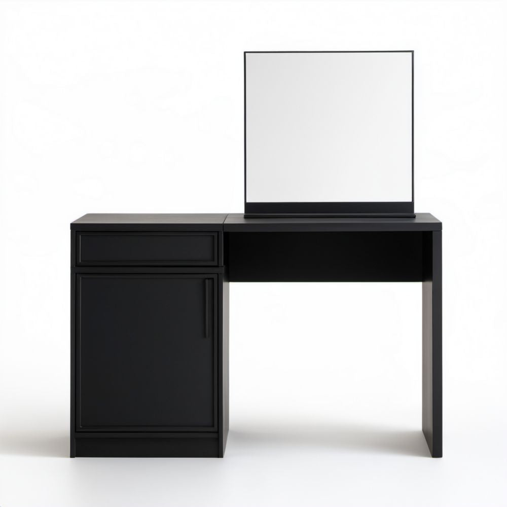 Czarna toaletka z lustrem z lakierowanej płyty MDF 100 × 40 × 140 cm
