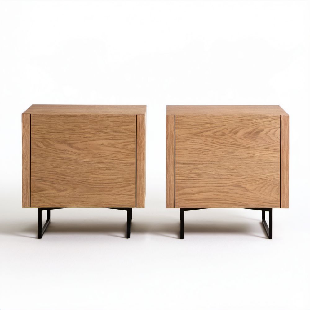 Zestaw 2 szafek nocnych z MDF, dąb naturalny/czarny, 45 × 40 × 55 cm