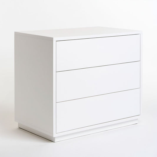 Biała komoda z 3 szufladami z lakierowanej płyty MDF, 70 × 70 × 45 cm