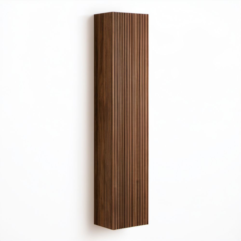 Wisząca szafka łazienkowa z MDF, ryflowana, ciemnobrązowa orzechowa, 40 × 160 × 30 cm