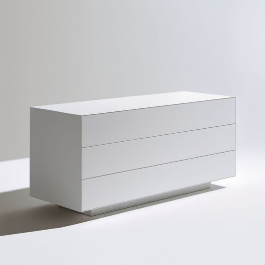 Biała komoda z 3 szufladami z lakierowanej płyty MDF, 120 x 40 x 75 cm