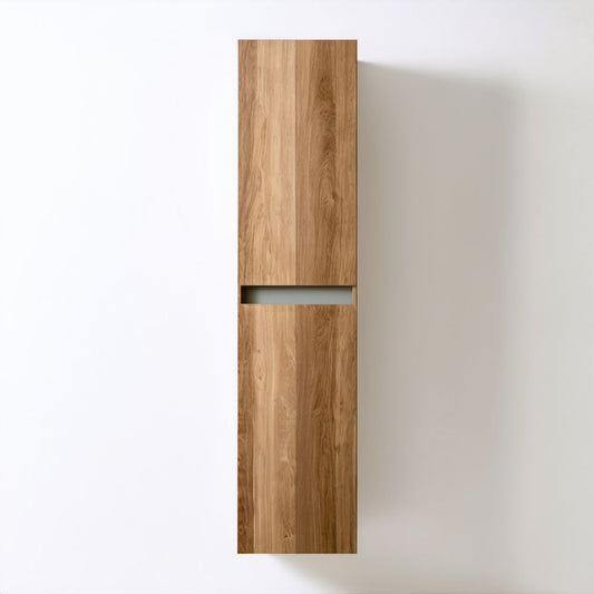 Wisząca szafka łazienkowa z laminowanej płyty wiórowej, dąb naturalny/szary, 30 × 140 × 30 cm