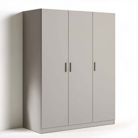 Trzydrzwiowa szafa z płyty wiórowej laminowanej 120 × 52 × 180 cm jasnoszara