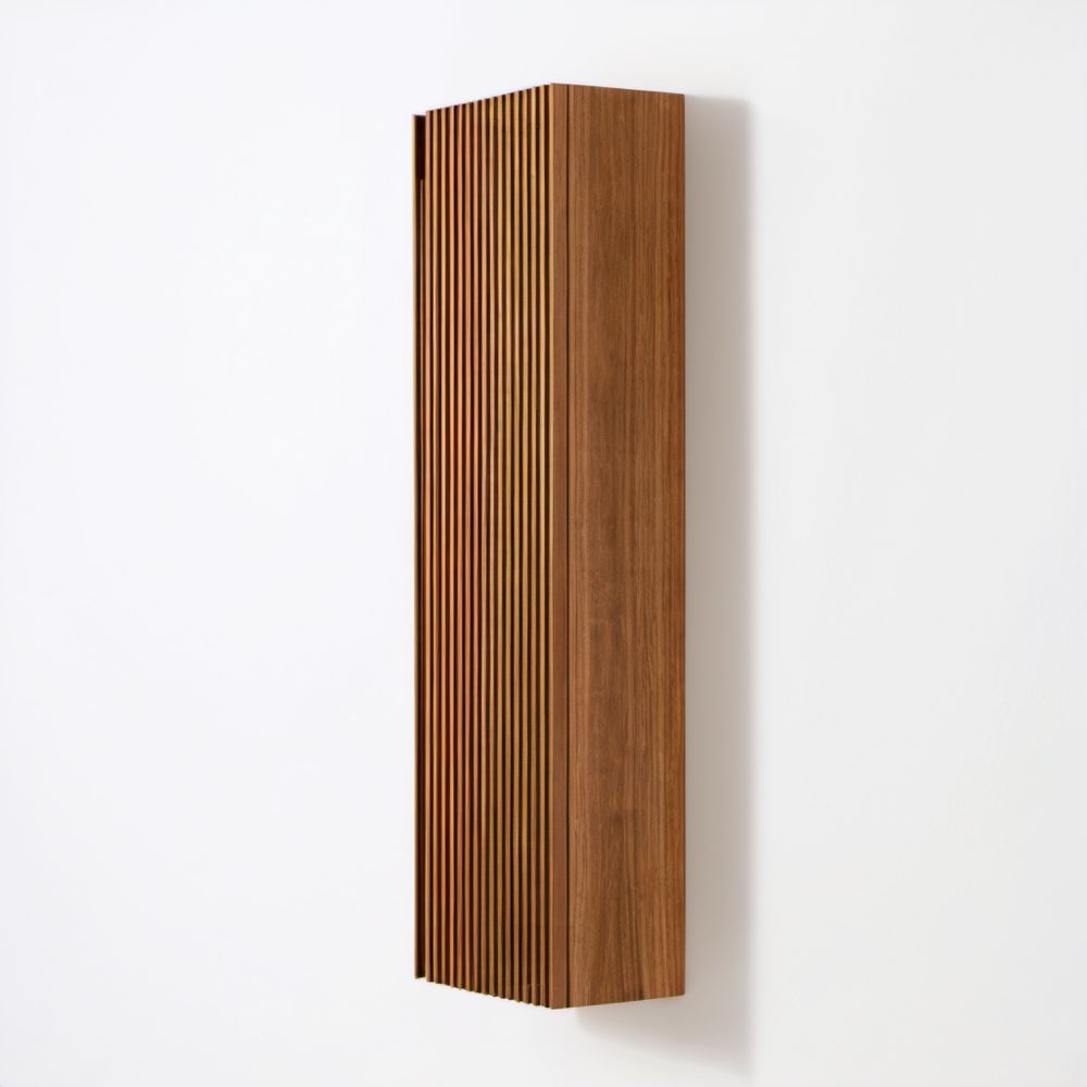 Wisząca szafka łazienkowa brązowa z płyty MDF 30 x 25 x 120 cm